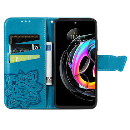 Imprinted Butterfly Flower Pattern Leather Wallet Stand Phone Cover Case for Motorola Edge 20 Lite