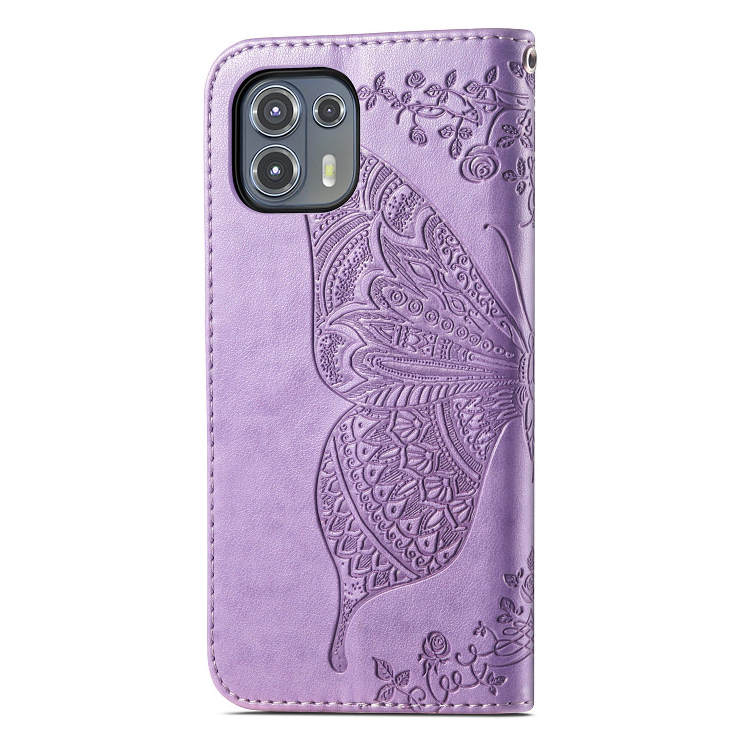 Imprinted Butterfly Flower Pattern Leather Wallet Stand Phone Cover Case for Motorola Edge 20 Lite