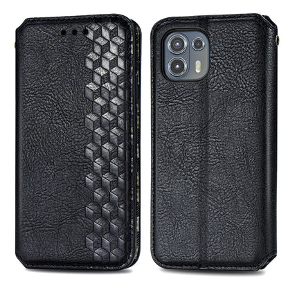 For Motorola Edge 20 Lite Magnetic Auto-absorbed Rhombus Imprint Leather Wallet Stand Phone Case