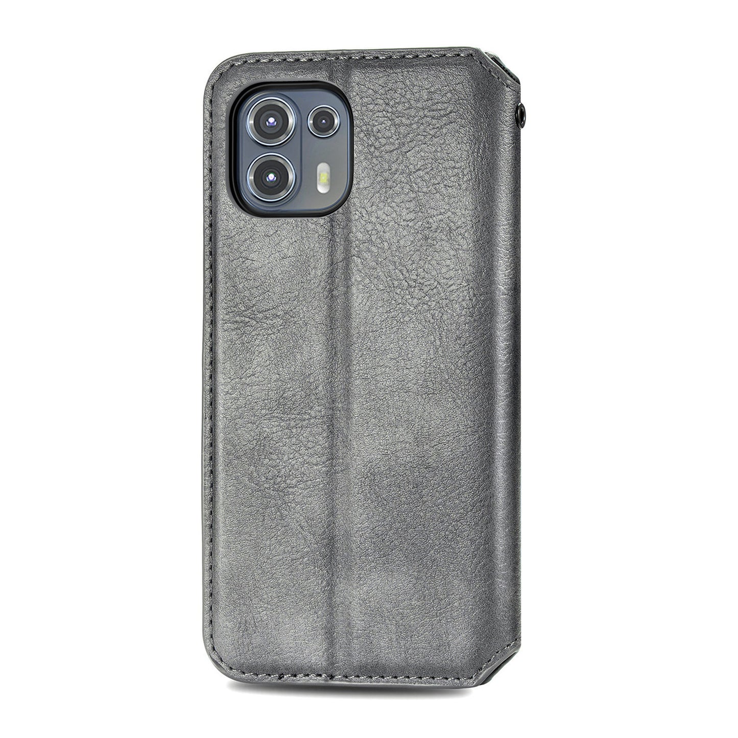 For Motorola Edge 20 Lite Magnetic Auto-absorbed Rhombus Imprint Leather Wallet Stand Phone Case