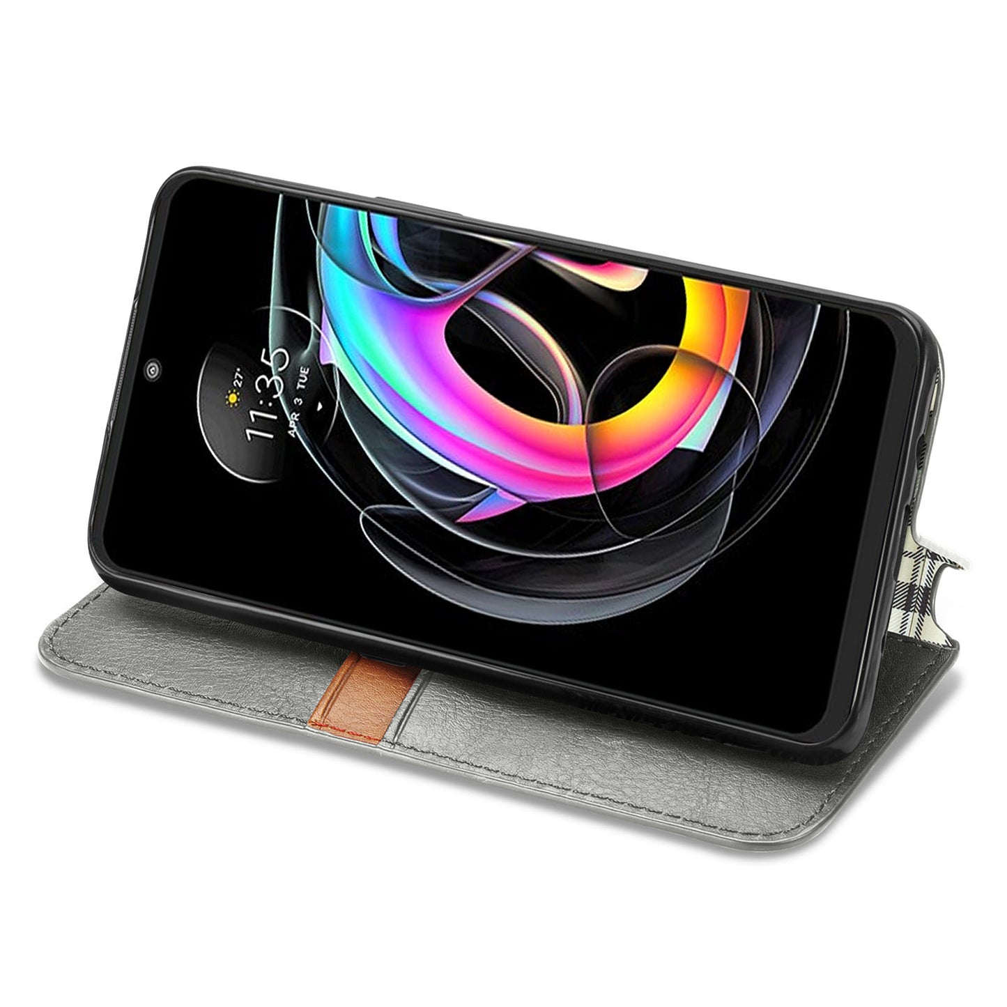 For Motorola Edge 20 Lite Magnetic Auto-absorbed Rhombus Imprint Leather Wallet Stand Phone Case