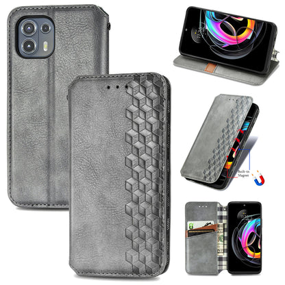 For Motorola Edge 20 Lite Magnetic Auto-absorbed Rhombus Imprint Leather Wallet Stand Phone Case