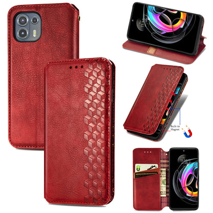 For Motorola Edge 20 Lite Magnetic Auto-absorbed Rhombus Imprint Leather Wallet Stand Phone Case