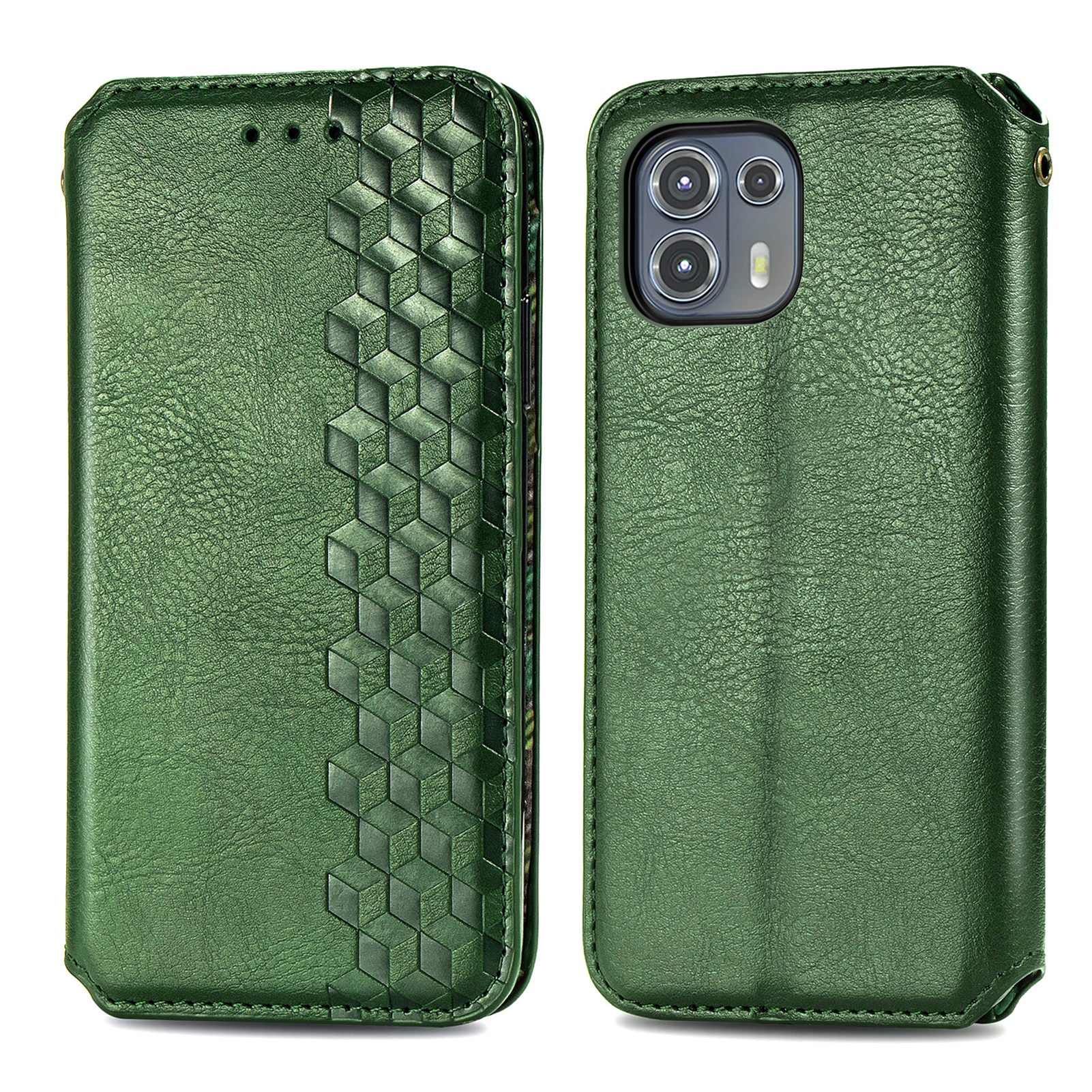 For Motorola Edge 20 Lite Magnetic Auto-absorbed Rhombus Imprint Leather Wallet Stand Phone Case