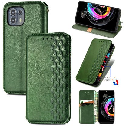 For Motorola Edge 20 Lite Magnetic Auto-absorbed Rhombus Imprint Leather Wallet Stand Phone Case