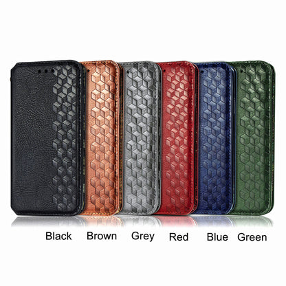 For Motorola Edge 20 Lite Magnetic Auto-absorbed Rhombus Imprint Leather Wallet Stand Phone Case