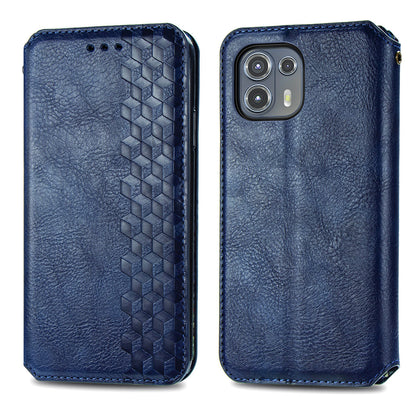 For Motorola Edge 20 Lite Magnetic Auto-absorbed Rhombus Imprint Leather Wallet Stand Phone Case