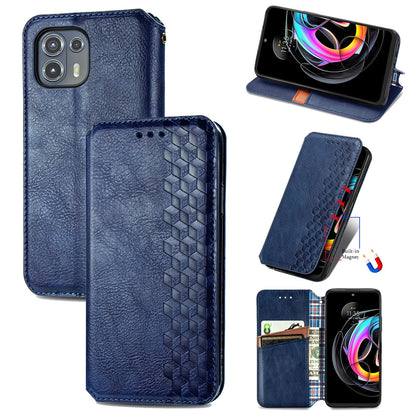 For Motorola Edge 20 Lite Magnetic Auto-absorbed Rhombus Imprint Leather Wallet Stand Phone Case