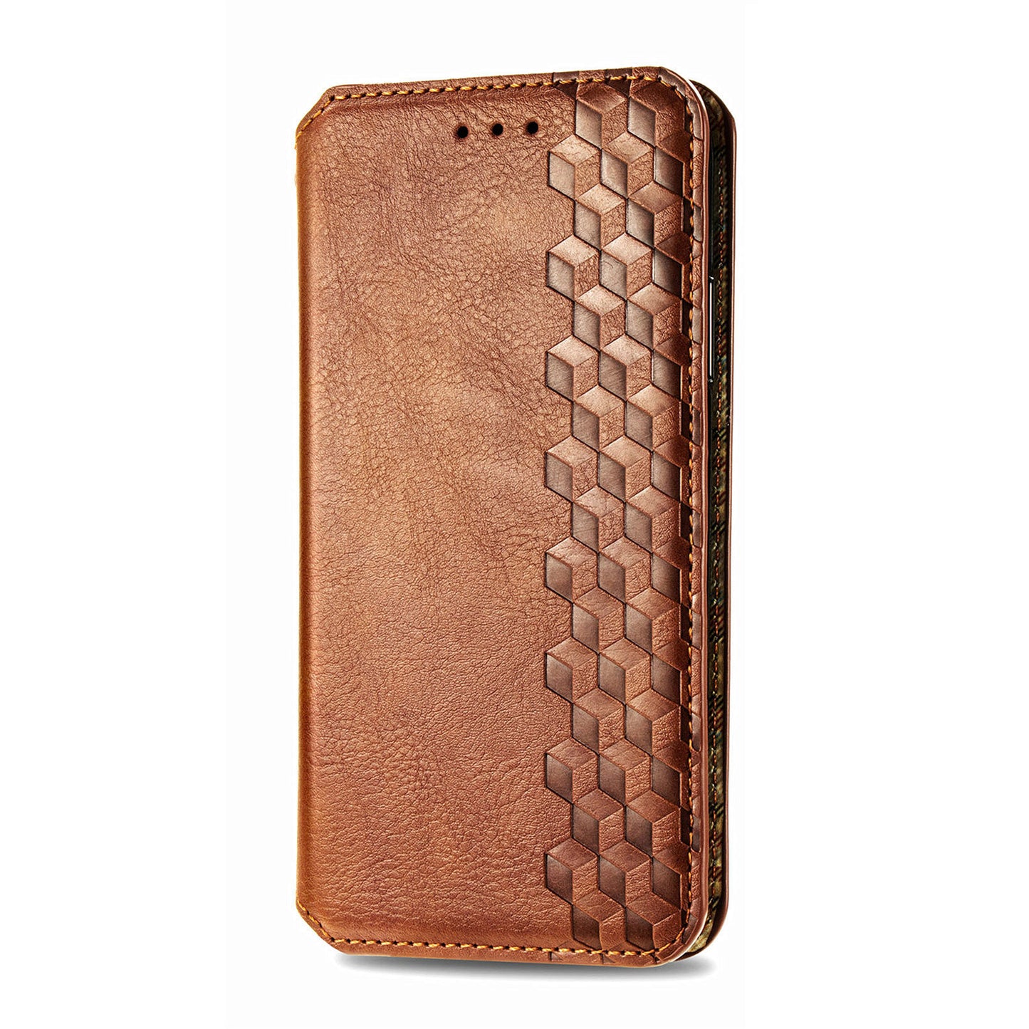 For Motorola Edge 20 Lite Magnetic Auto-absorbed Rhombus Imprint Leather Wallet Stand Phone Case