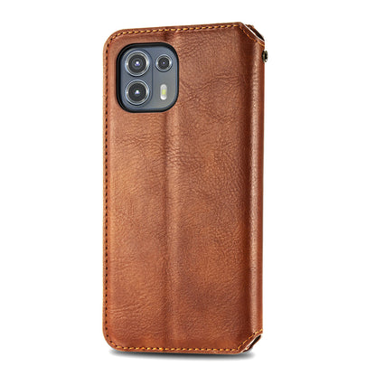 For Motorola Edge 20 Lite Magnetic Auto-absorbed Rhombus Imprint Leather Wallet Stand Phone Case