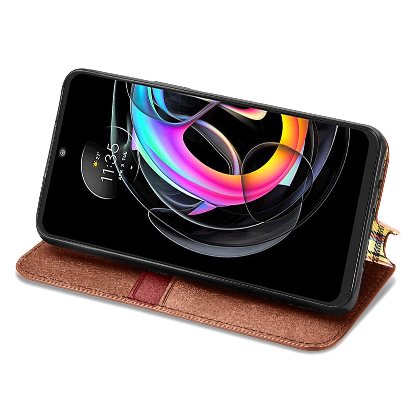 For Motorola Edge 20 Lite Magnetic Auto-absorbed Rhombus Imprint Leather Wallet Stand Phone Case