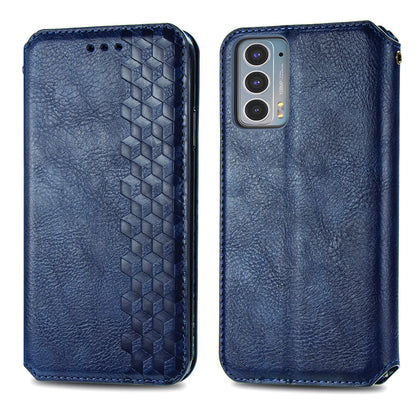 Rhombus Imprinting Auto-absorbed Full-Protection Leather Wallet Stand Phone Case Cover for Motorola Edge 20