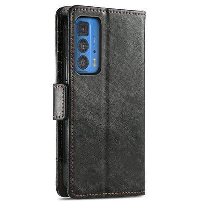 CASENEO 002 Series Full Body Coverage Business Style Folio Flip Stand Wallet Splicing Leather Case for Motorola Edge 20 Pro