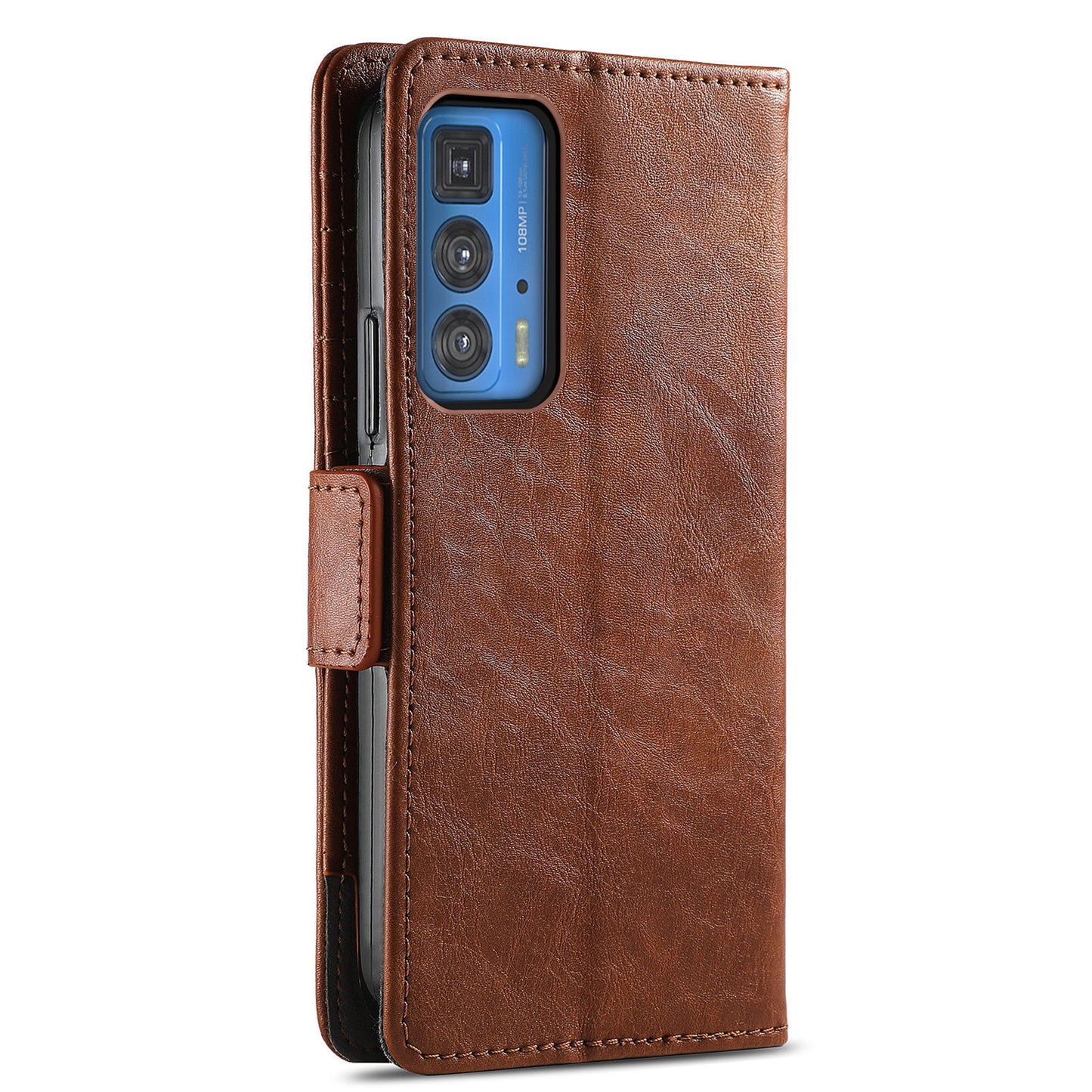 CASENEO 002 Series Full Body Coverage Business Style Folio Flip Stand Wallet Splicing Leather Case for Motorola Edge 20 Pro