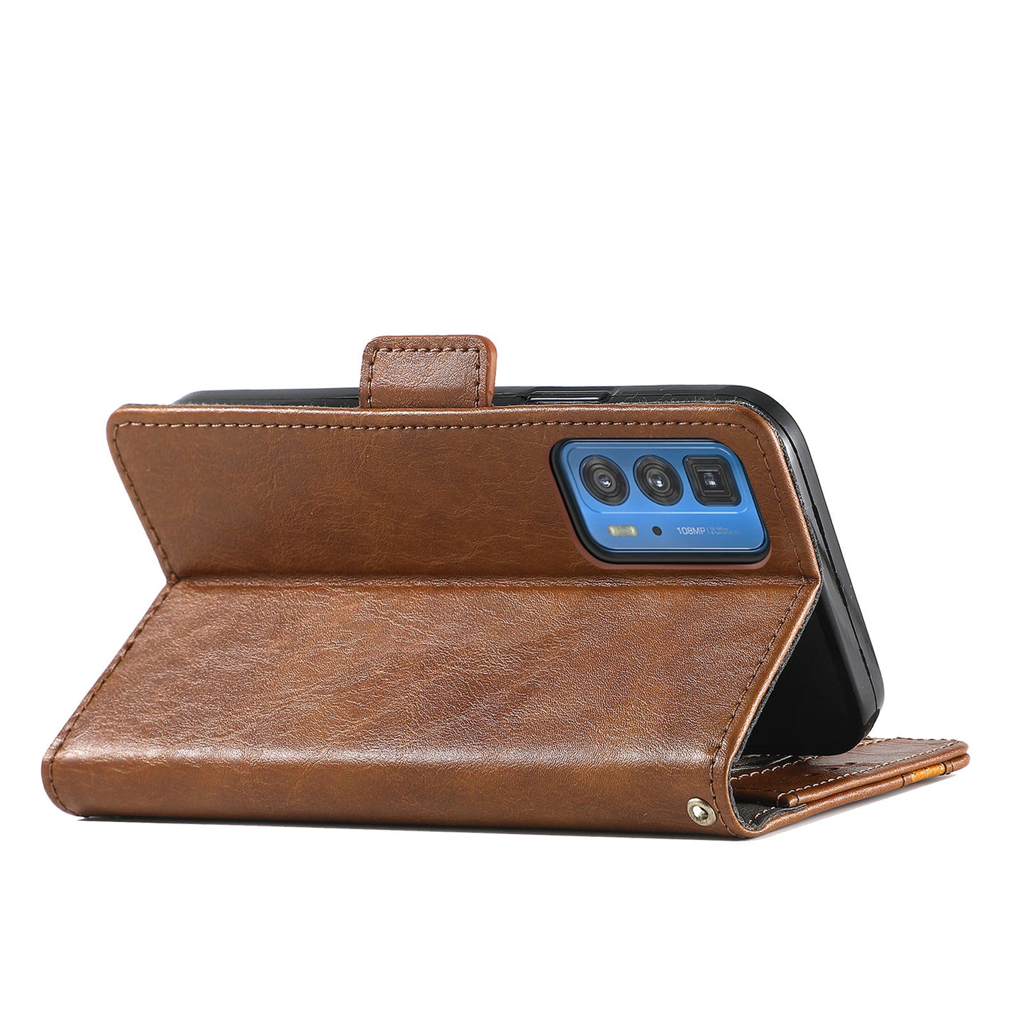 CASENEO 002 Series Full Body Coverage Business Style Folio Flip Stand Wallet Splicing Leather Case for Motorola Edge 20 Pro