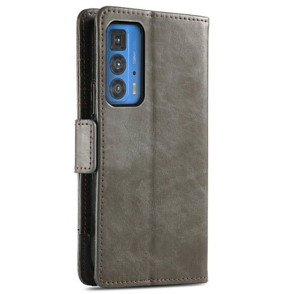 CASENEO 002 Series Full Body Coverage Business Style Folio Flip Stand Wallet Splicing Leather Case for Motorola Edge 20 Pro