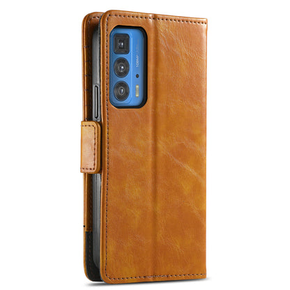 CASENEO 002 Series Full Body Coverage Business Style Folio Flip Stand Wallet Splicing Leather Case for Motorola Edge 20 Pro