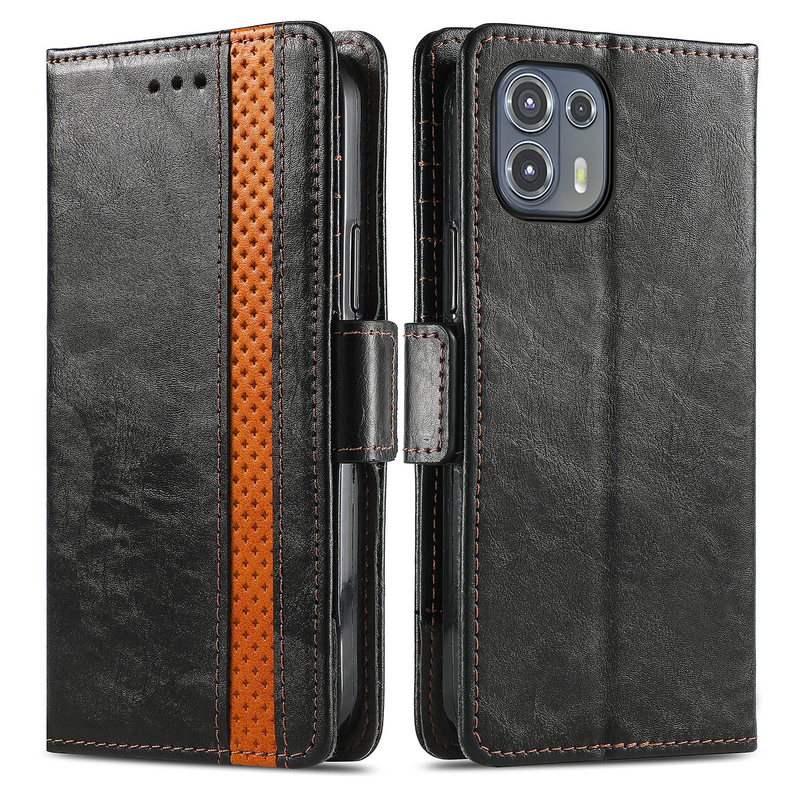 CASENEO 002 Series Business Style Folio Flip Stand Wallet Drop-proof Splicing Leather Case for Motorola Edge 20 Lite