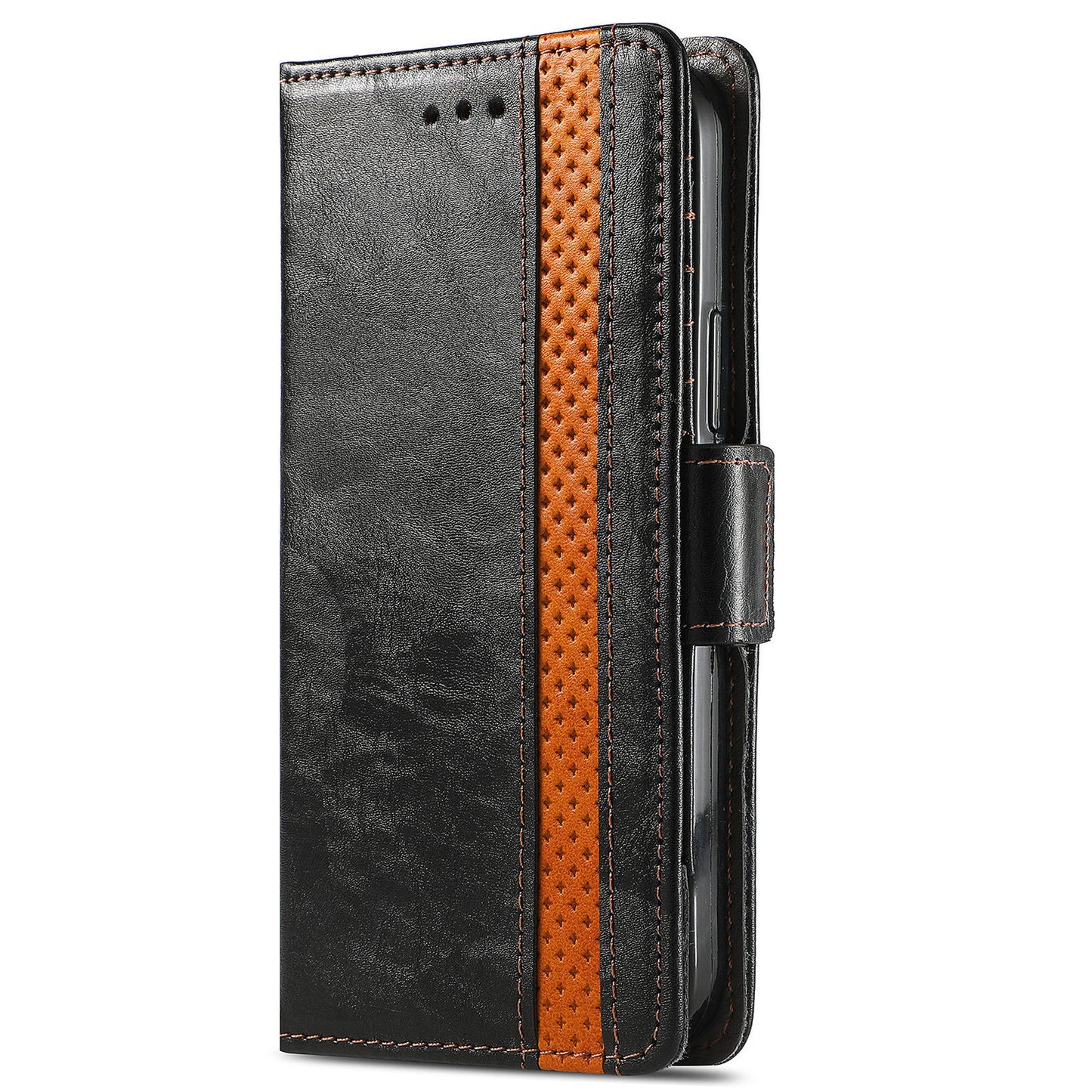 CASENEO 002 Series Business Style Folio Flip Stand Wallet Drop-proof Splicing Leather Case for Motorola Edge 20 Lite