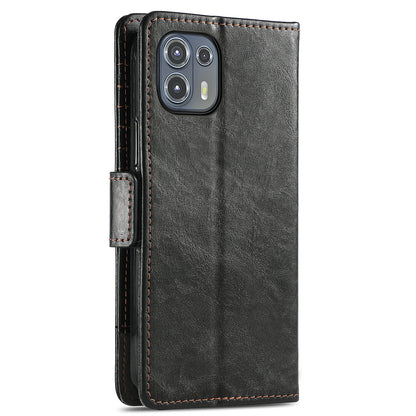 CASENEO 002 Series Business Style Folio Flip Stand Wallet Drop-proof Splicing Leather Case for Motorola Edge 20 Lite