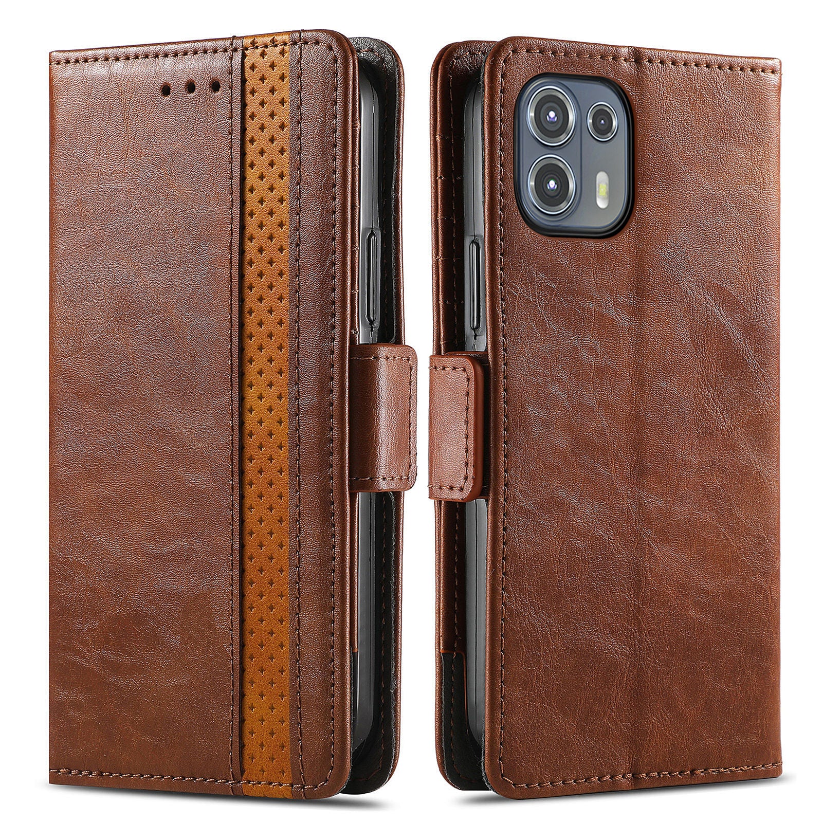 CASENEO 002 Series Business Style Folio Flip Stand Wallet Drop-proof Splicing Leather Case for Motorola Edge 20 Lite