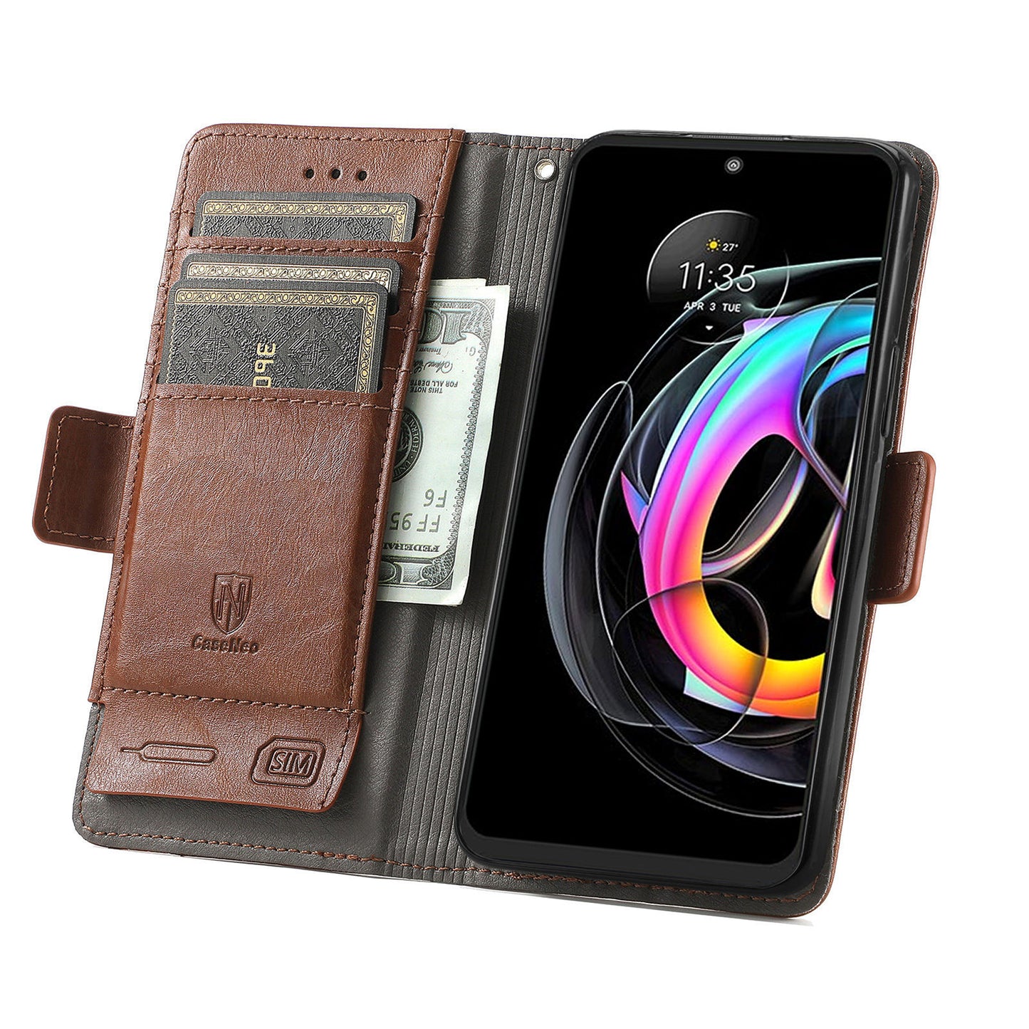 CASENEO 002 Series Business Style Folio Flip Stand Wallet Drop-proof Splicing Leather Case for Motorola Edge 20 Lite