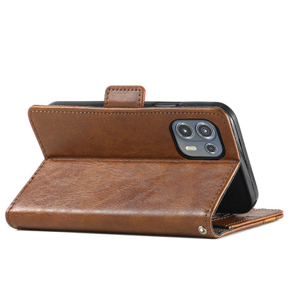 CASENEO 002 Series Business Style Folio Flip Stand Wallet Drop-proof Splicing Leather Case for Motorola Edge 20 Lite