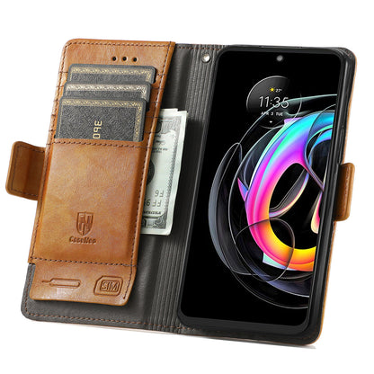 CASENEO 002 Series Business Style Folio Flip Stand Wallet Drop-proof Splicing Leather Case for Motorola Edge 20 Lite