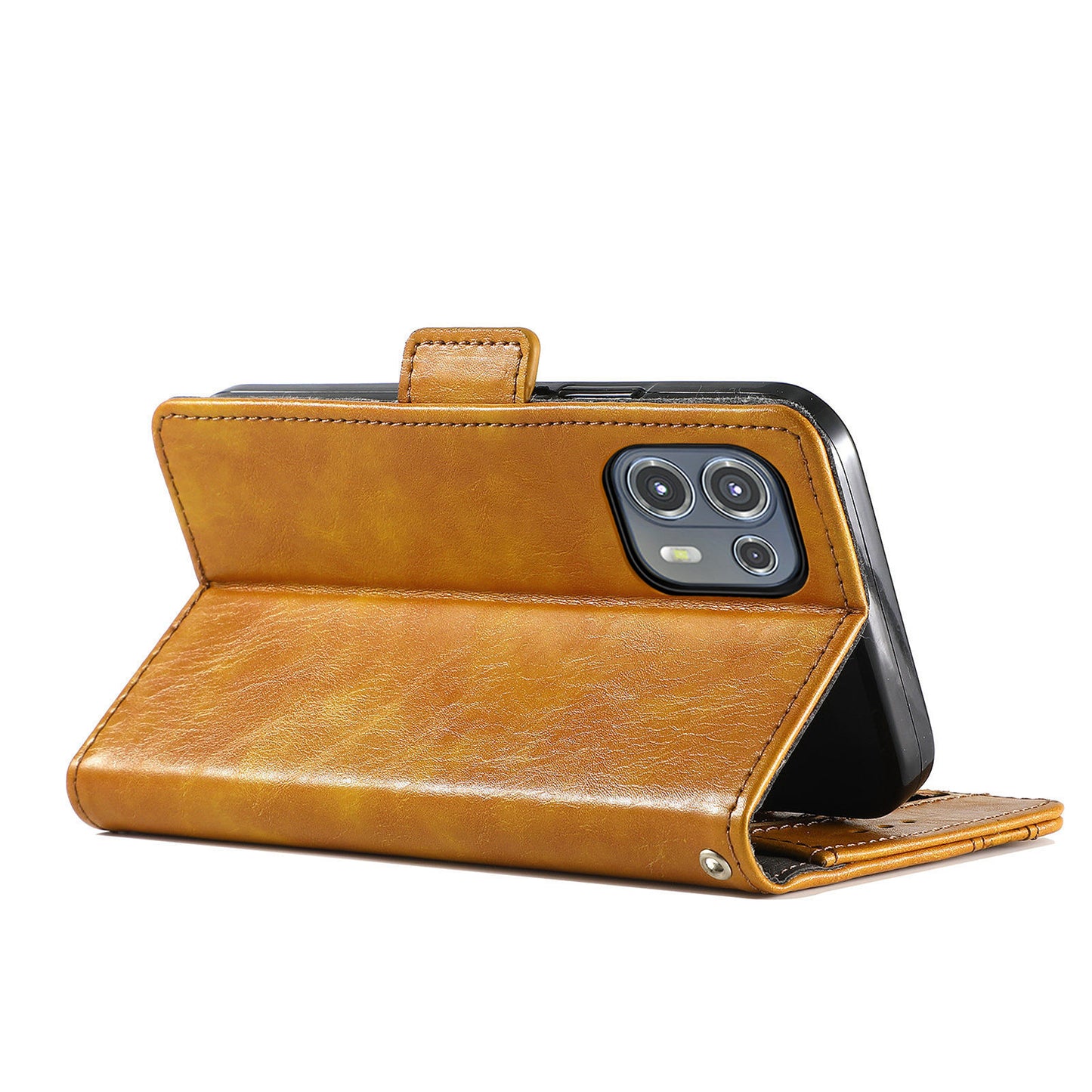 CASENEO 002 Series Business Style Folio Flip Stand Wallet Drop-proof Splicing Leather Case for Motorola Edge 20 Lite