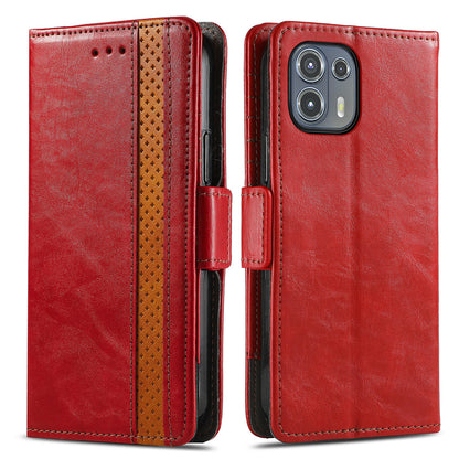 CASENEO 002 Series Business Style Folio Flip Stand Wallet Drop-proof Splicing Leather Case for Motorola Edge 20 Lite