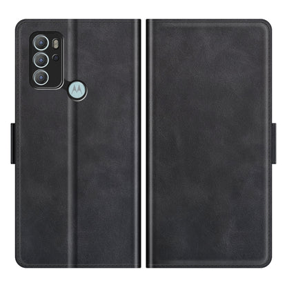 Magnetic Double Clasp Anti-Drop Well-Protected PU Leather Phone Case Shell with Wallet Stand for Motorola Moto G60S