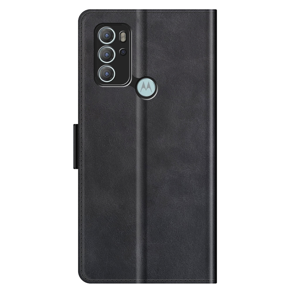 Magnetic Double Clasp Anti-Drop Well-Protected PU Leather Phone Case Shell with Wallet Stand for Motorola Moto G60S