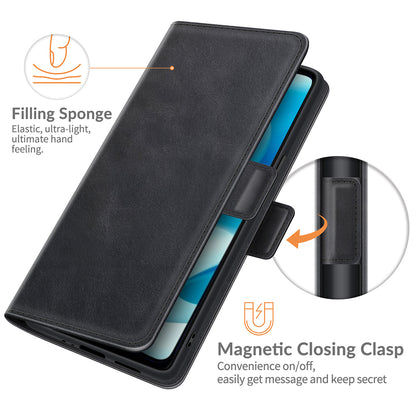 Magnetic Double Clasp Anti-Drop Well-Protected PU Leather Phone Case Shell with Wallet Stand for Motorola Moto G60S