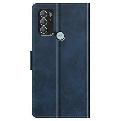 Magnetic Double Clasp Anti-Drop Well-Protected PU Leather Phone Case Shell with Wallet Stand for Motorola Moto G60S