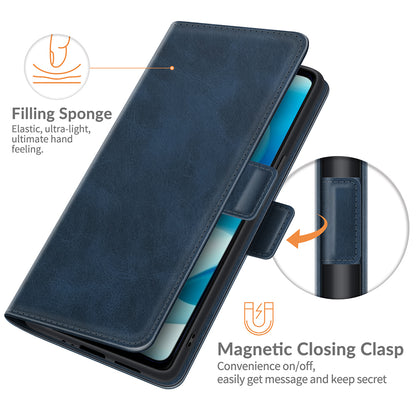 Magnetic Double Clasp Anti-Drop Well-Protected PU Leather Phone Case Shell with Wallet Stand for Motorola Moto G60S