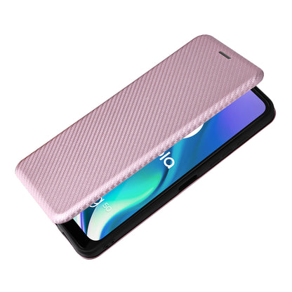 Auto-absorbed Carbon Fiber Texture Leather Stand Phone Shell Case for Motorola Moto G50 5G