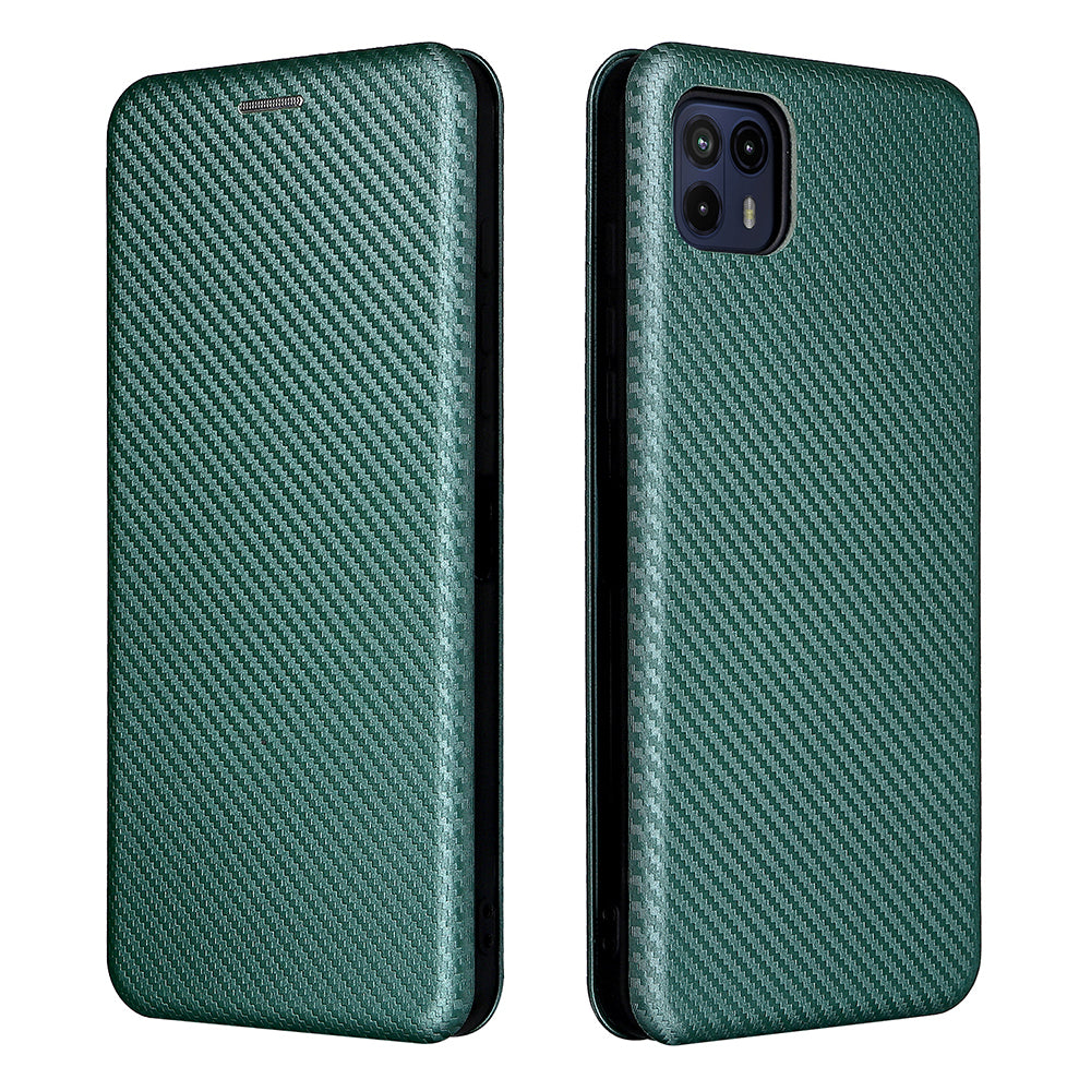 Auto-absorbed Carbon Fiber Texture Leather Stand Phone Shell Case for Motorola Moto G50 5G