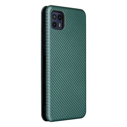 Auto-absorbed Carbon Fiber Texture Leather Stand Phone Shell Case for Motorola Moto G50 5G