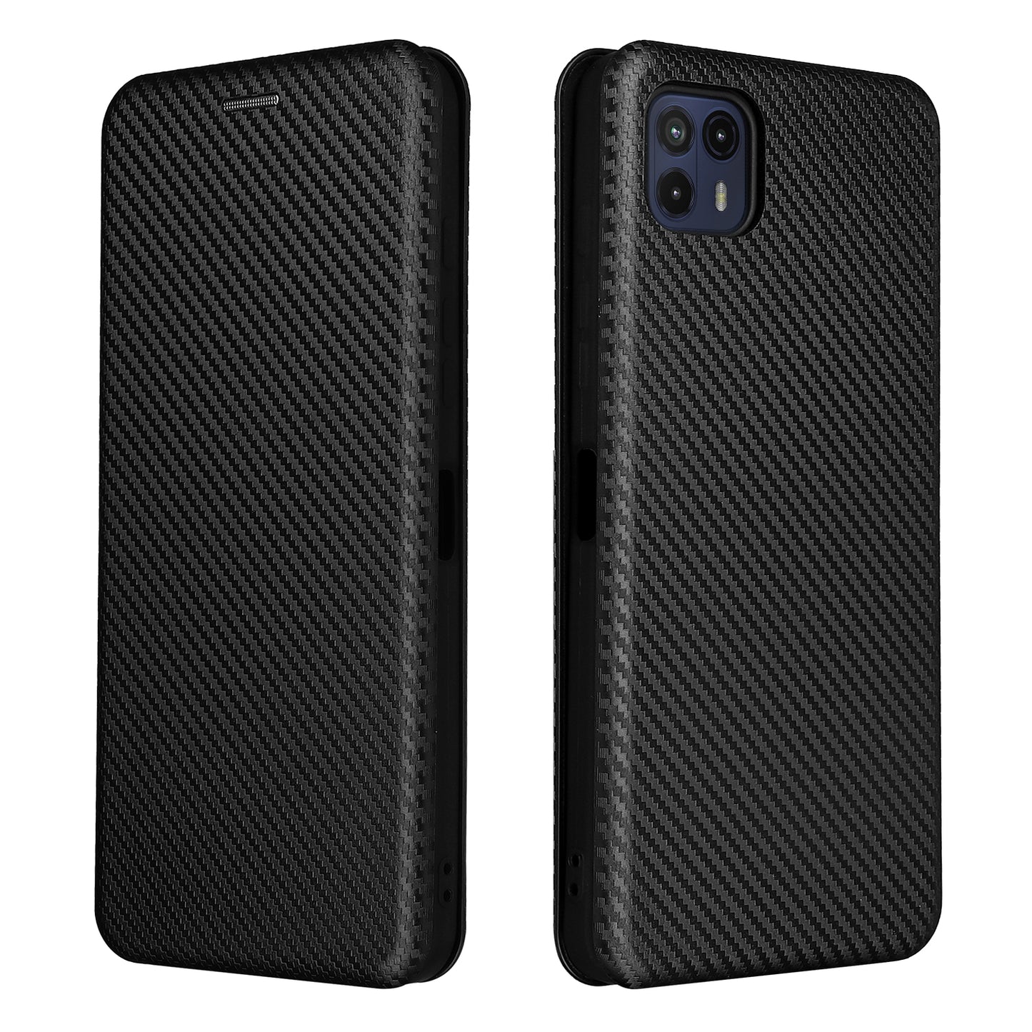 Auto-absorbed Carbon Fiber Texture Leather Stand Phone Shell Case for Motorola Moto G50 5G