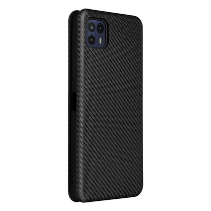 Auto-absorbed Carbon Fiber Texture Leather Stand Phone Shell Case for Motorola Moto G50 5G