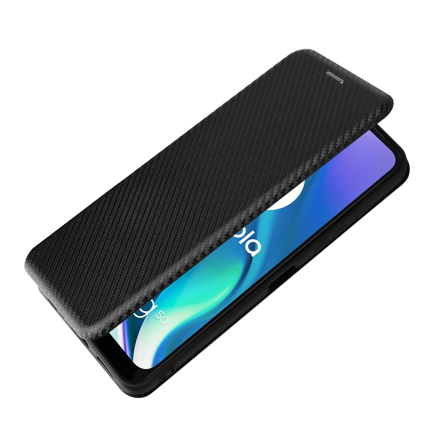 Auto-absorbed Carbon Fiber Texture Leather Stand Phone Shell Case for Motorola Moto G50 5G