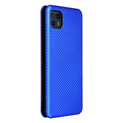 Auto-absorbed Carbon Fiber Texture Leather Stand Phone Shell Case for Motorola Moto G50 5G