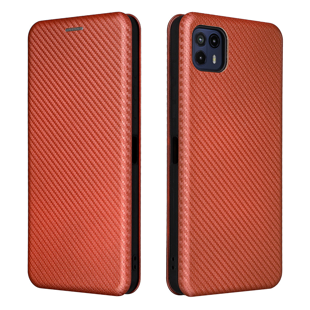 Auto-absorbed Carbon Fiber Texture Leather Stand Phone Shell Case for Motorola Moto G50 5G