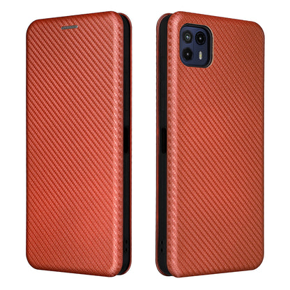 Auto-absorbed Carbon Fiber Texture Leather Stand Phone Shell Case for Motorola Moto G50 5G