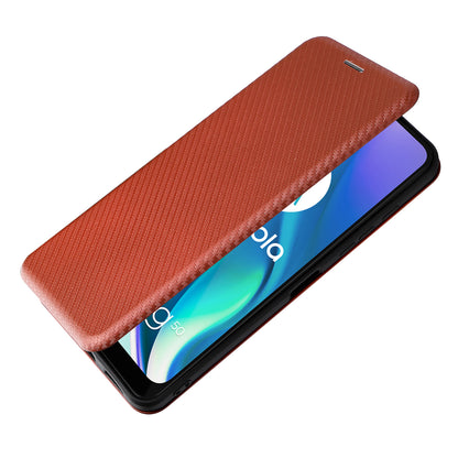 Auto-absorbed Carbon Fiber Texture Leather Stand Phone Shell Case for Motorola Moto G50 5G