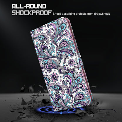 Shock Absorbing 3D Pattern Printing Leather Stand Case Wallet Cover with Strap for Motorola Moto G60