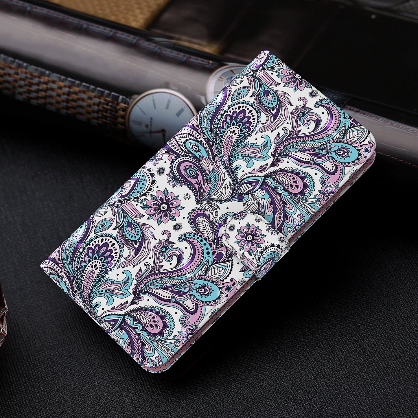 Shock Absorbing 3D Pattern Printing Leather Stand Case Wallet Cover with Strap for Motorola Moto G60