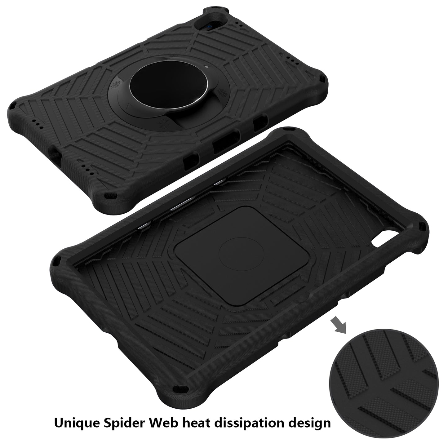 Spider Web Texture Heat Dissipation Anti-Drop Impact-Resistant Tablet Case Kickstand EVA Cover with Shoulder Strap for Lenovo Tab P11 TB-J606F / Tab P11 5G