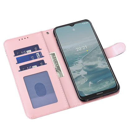 Well-protected Anti-drop Tree and Deer Imprinted Double-sided Magnetic Clasp Leather Wallet Stand Phone Shell Case for Motorola Moto G60