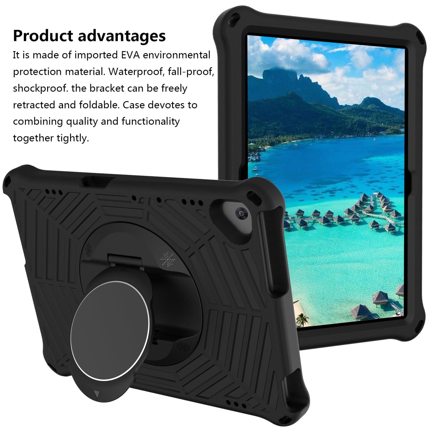 Spider Web Texture Scratch-resistant EVA Smart Tablet Case Cover with Kickstand and Shoulder Strap for Lenovo Tab M10 TB-X505F/TB-X605F 10.1-inch